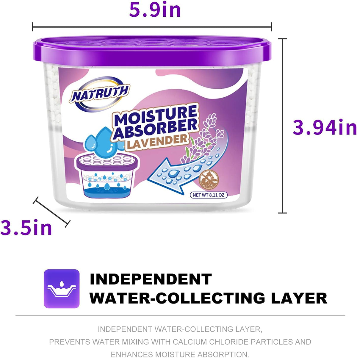 NATRUTH Moisture Absorbers with Lavender Scent,9-Pack Portable Closet Dehumidifier, Odor Eliminator