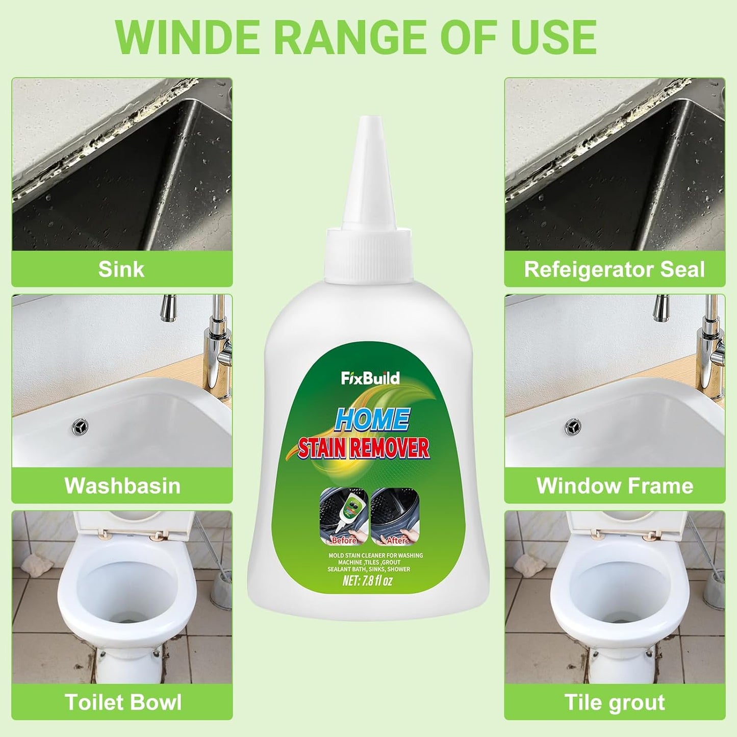 Home Remover Gel, Heavy Duty Stain Cleaner, Multi-Purpose Cleaner Applied to Refrigerator, Washer