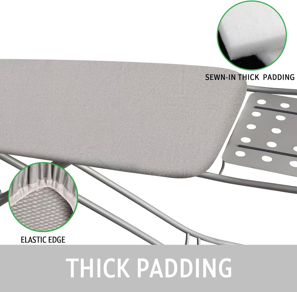 Ironing Board Cover and Pad 15x54 Inch Standard Ironing Board Cover with Elastic Edge and Hook and