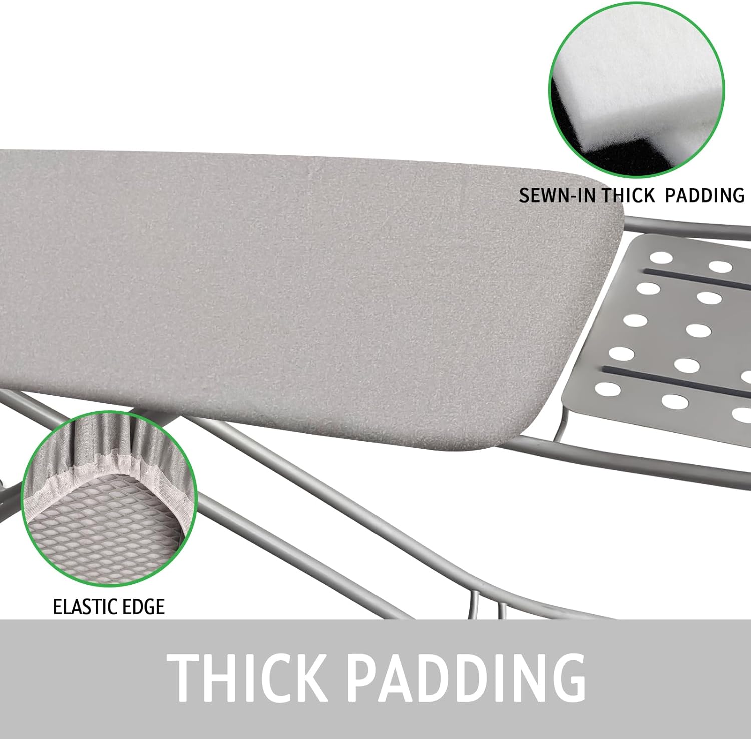 Ironing Board Cover and Pad 15x54 Inch Standard Ironing Board Cover with Elastic Edge and Hook and