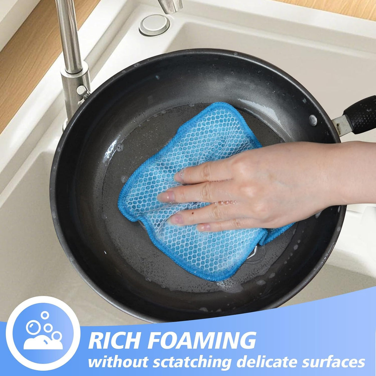 KinHwa Kitchen Washcloths for Dishes Absorbent Microfiber Dish Cloths Quick Dry Dish Rags with Poly