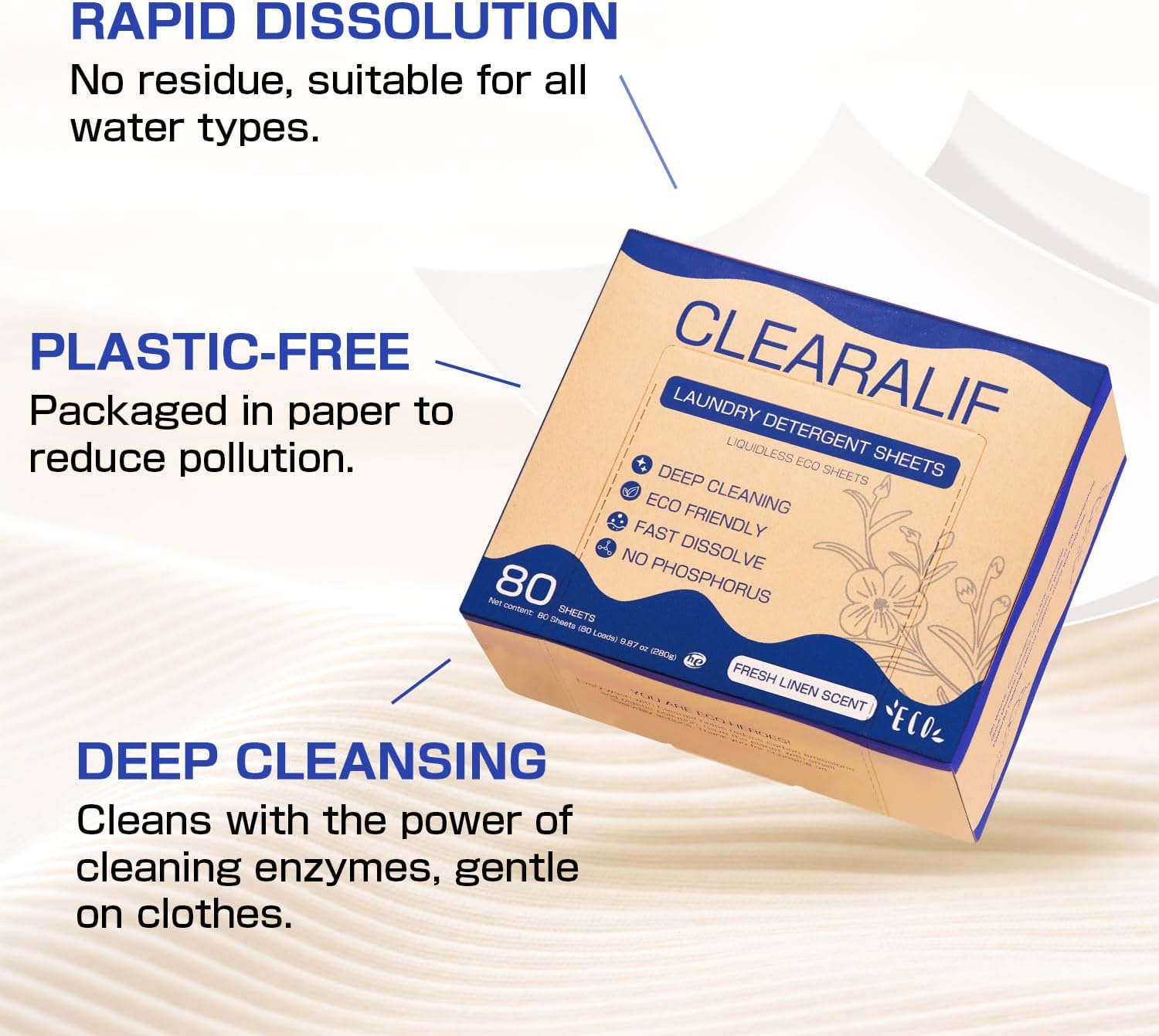 Clearalif All in One Laundry Detergent Sheets Kit, Fresh Linen Scent, 160 Loads Laundry Sheets +