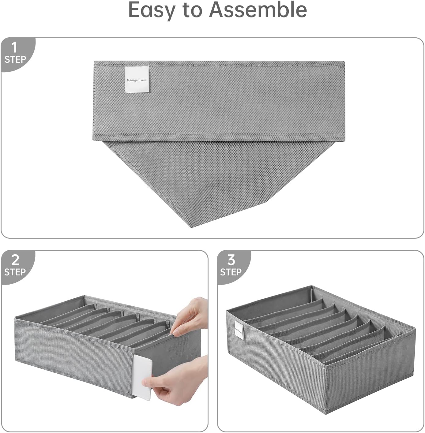 4 Packs T-shirt Drawer Organizers for Clothing,8 Grids Compartment Wardrobe Storage Box, Washable