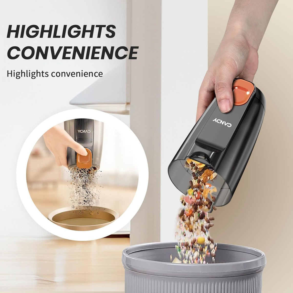 Candy Corded Stick Vacuum Cleaner, Powerful Suction Handheld Vacuum with One-Click Dust Disposal
