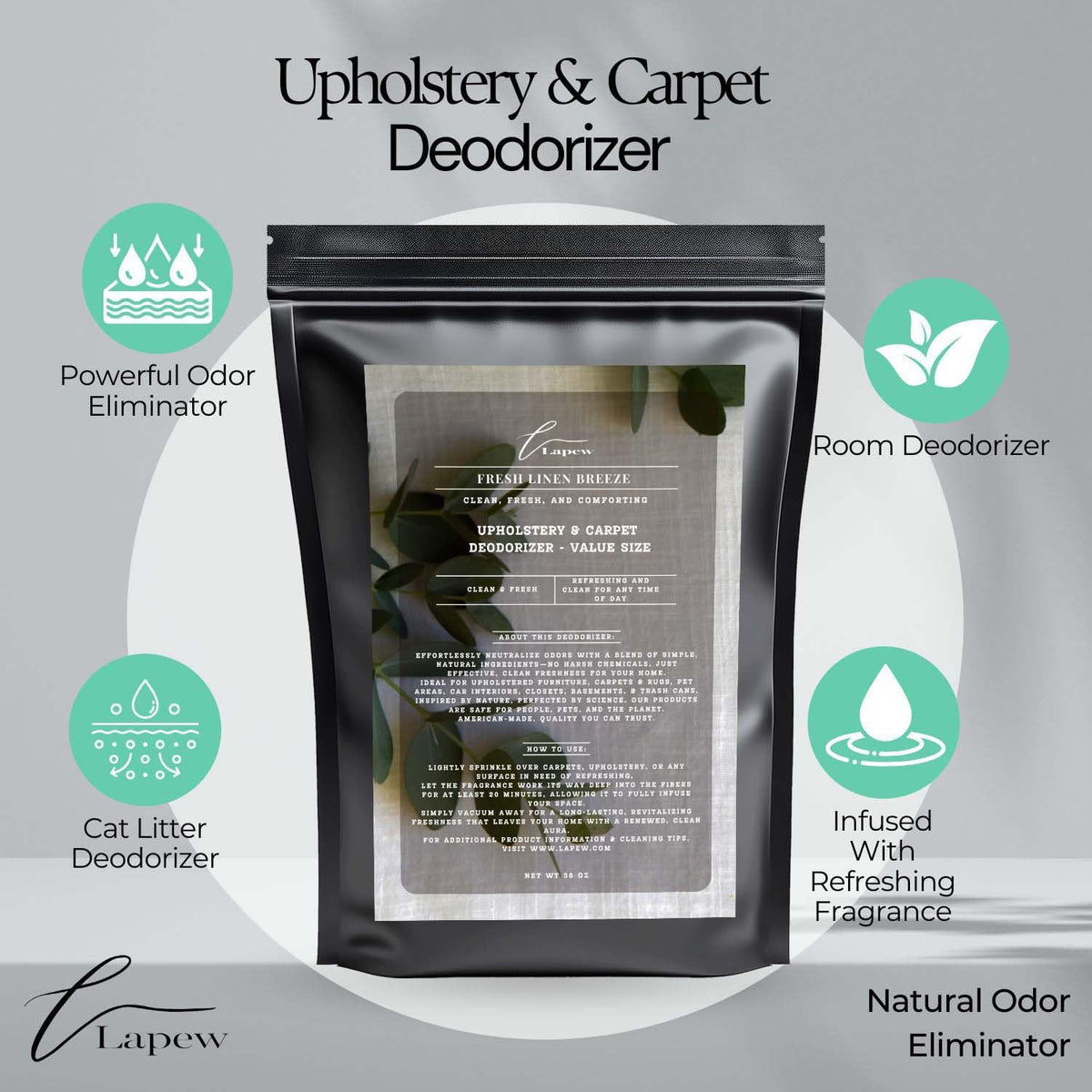 Fresh Linen Breeze Carpet Freshener Powder Refill 36 oz | Powerful Odor Eliminator for Home |