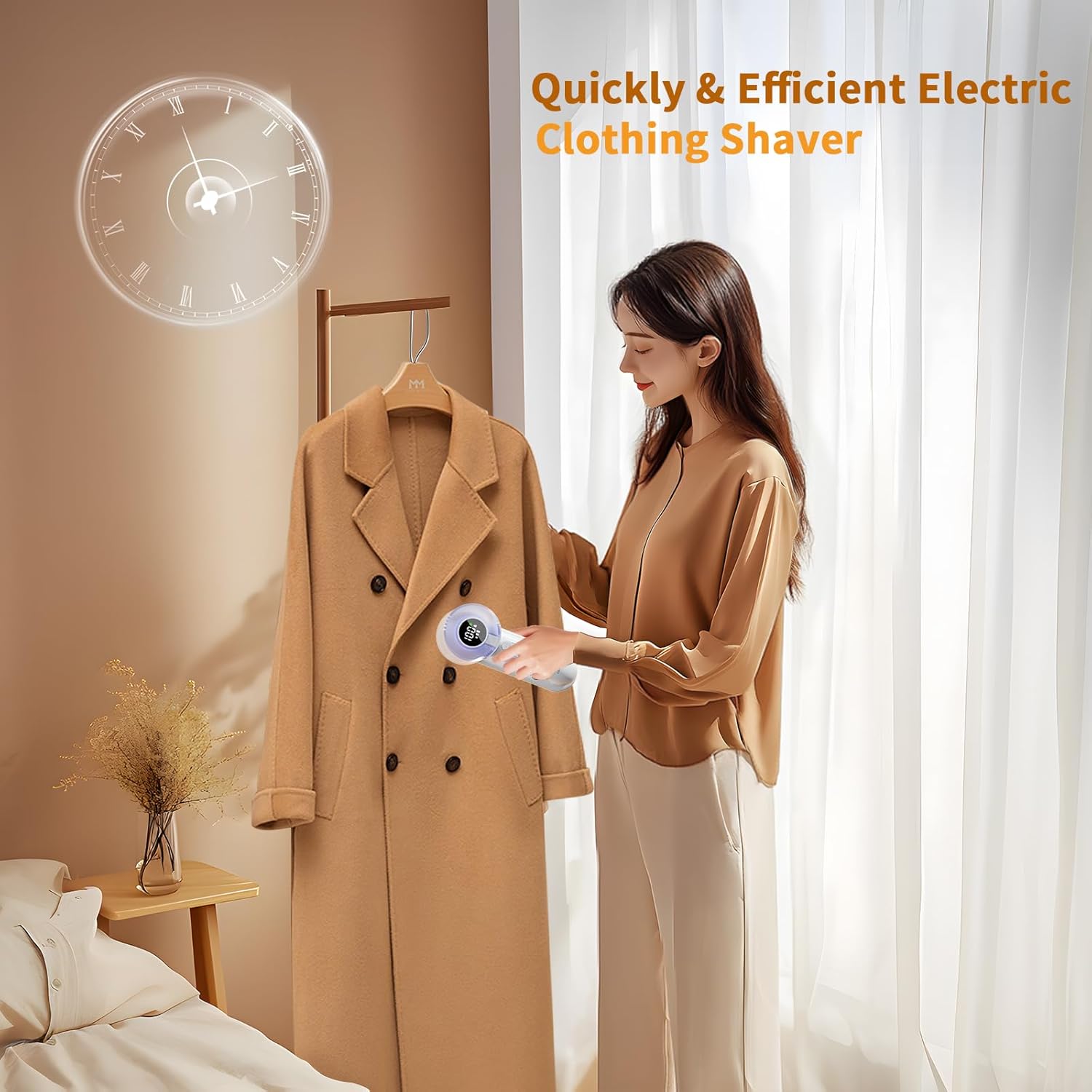 coldSky Electric Fabric Shaver & Lint Remover, Rechargeable Portable 3-Speed LED Digital Display