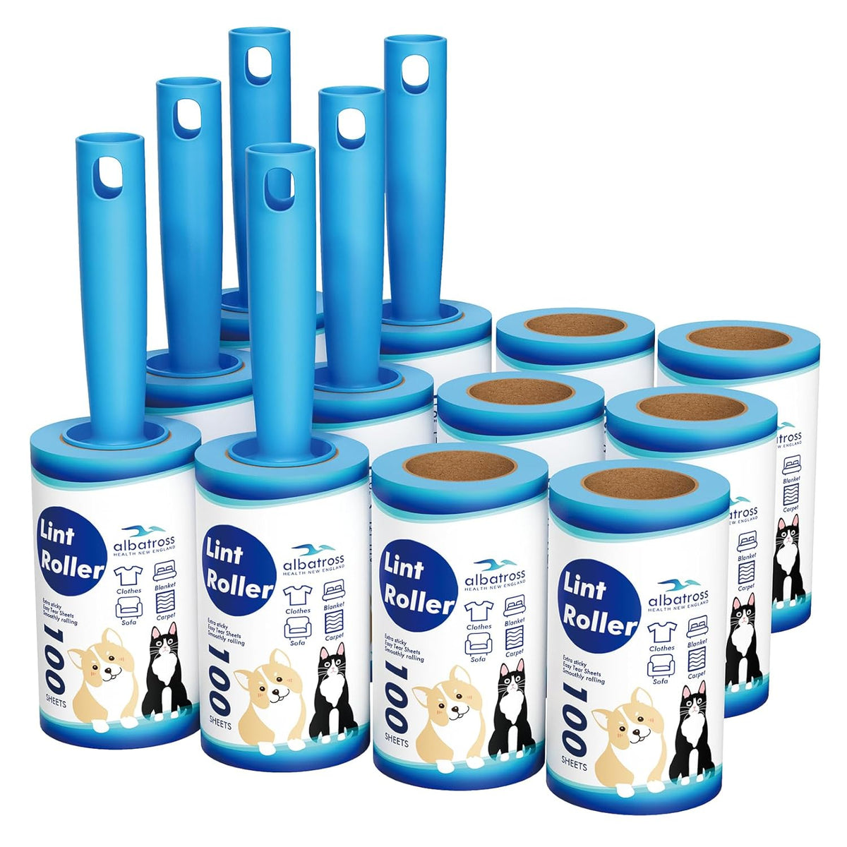 Lint Rollers for Pet Hair Extra Sticky, 1200 Sheets Mega Value Set Lint Rollers for Pet Hair