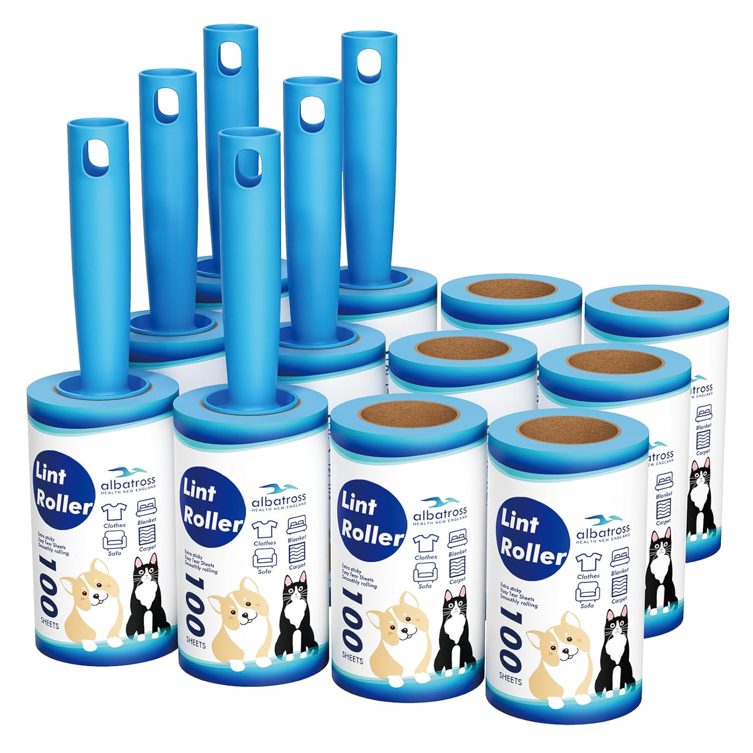 Lint Rollers for Pet Hair Extra Sticky, 1200 Sheets Mega Value Set Lint Rollers for Pet Hair