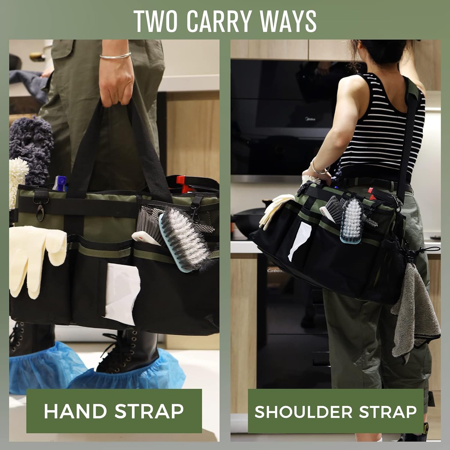 Wearable Cleaning Caddy Organizer with Handle & Shoulder Straps for Housekeepers, Under Sink & Car