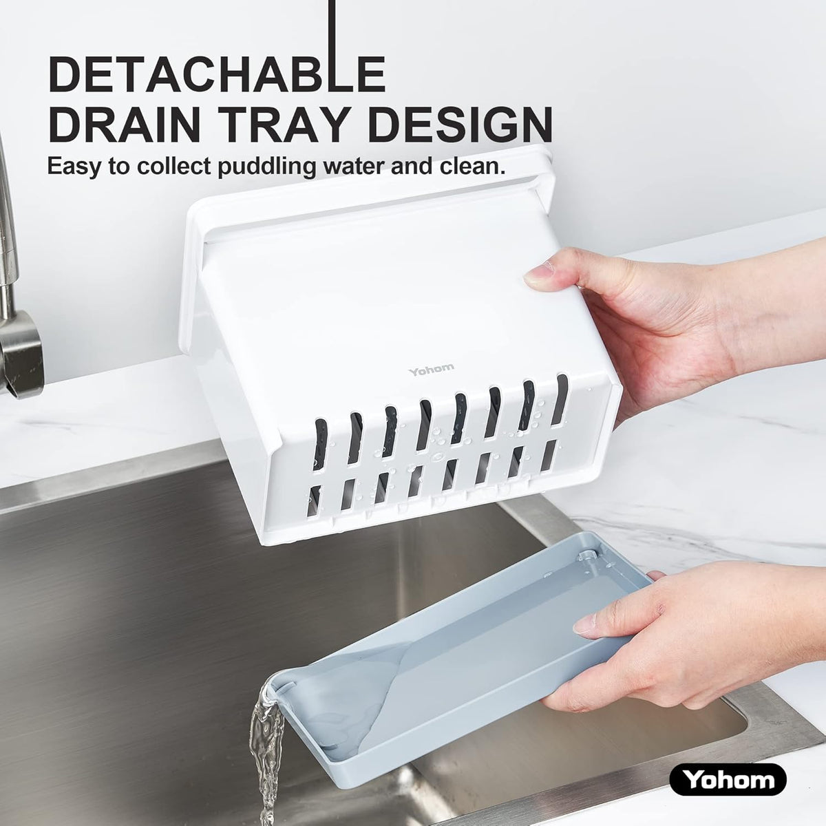 YOHOM Sink Brush Holder for Kitchen Sink Sponge Caddy Countertop Organizer Plastic Dish Scrubber