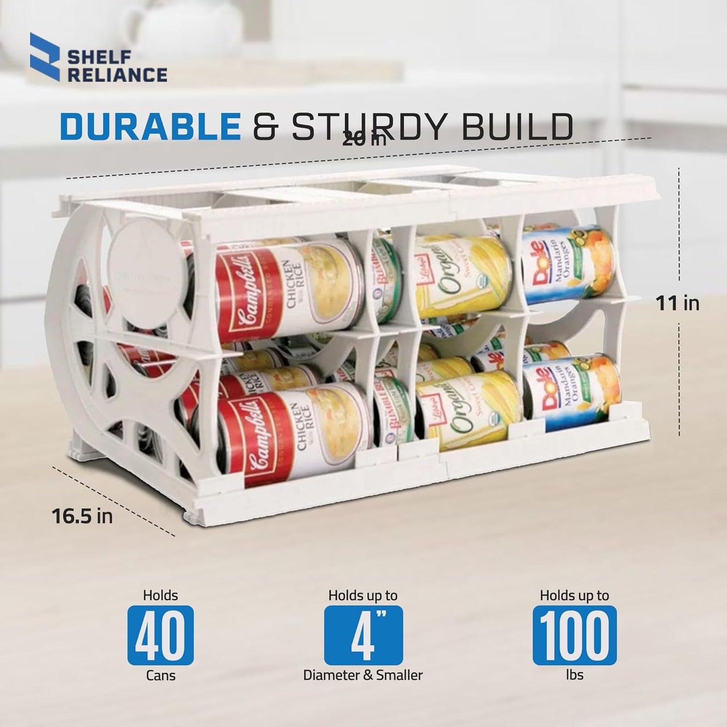 Shelf Reliance Cansolidator Pantry - 1-Pack Can Organizer for Pantry, Stackable Soda Can Storage