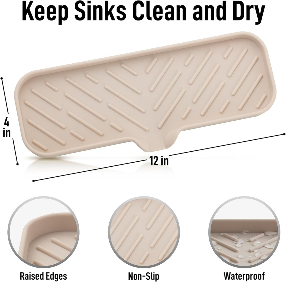 Zulay Large Silicone Sponge Holder (12x4) – Flexible Sink Organizer Tray for Kitchen & Bathroom