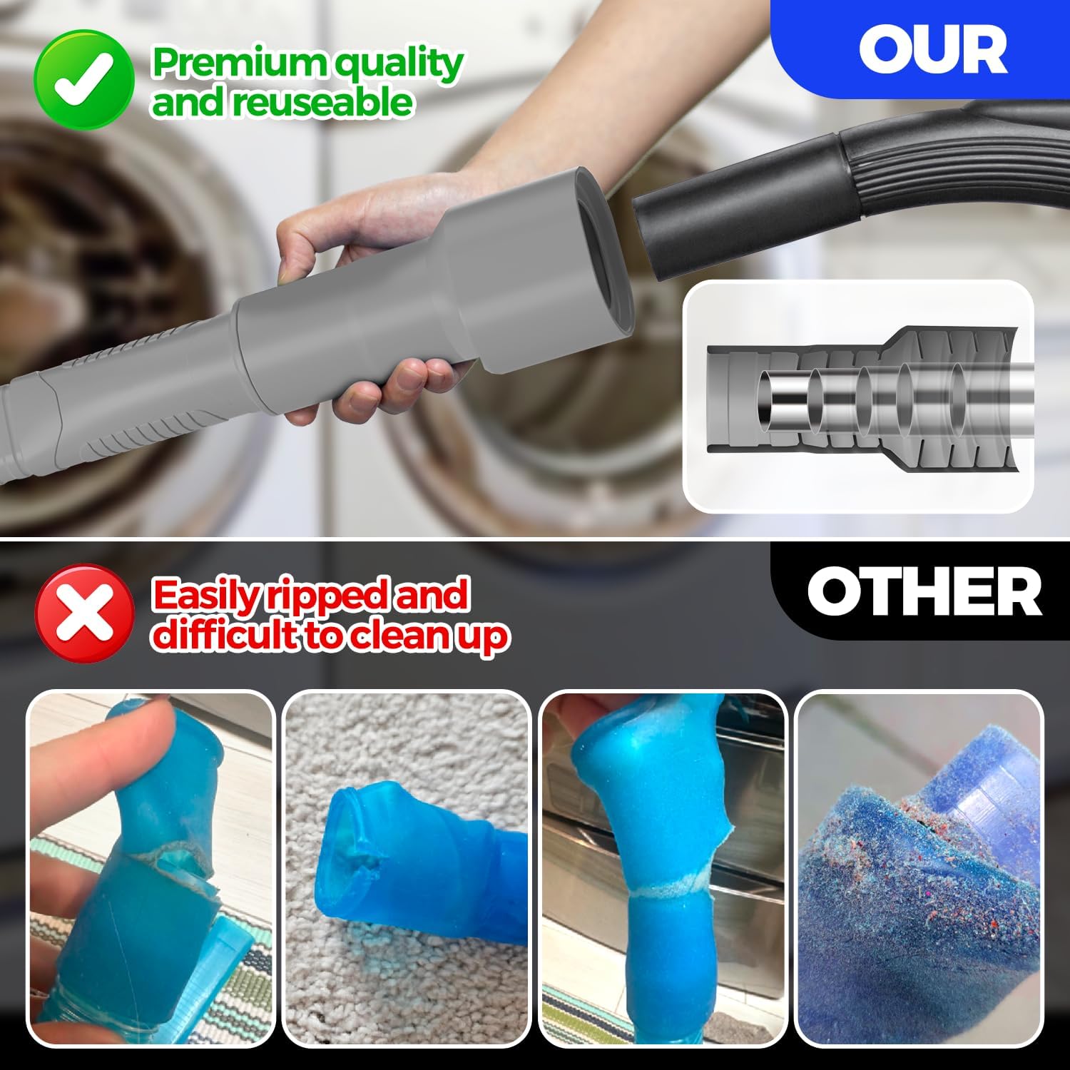 Holikme 2 Pieces Dryer Vent Cleaner Kit, Dryer Lint Vacuum Attachment and Flexible Dryer Lint