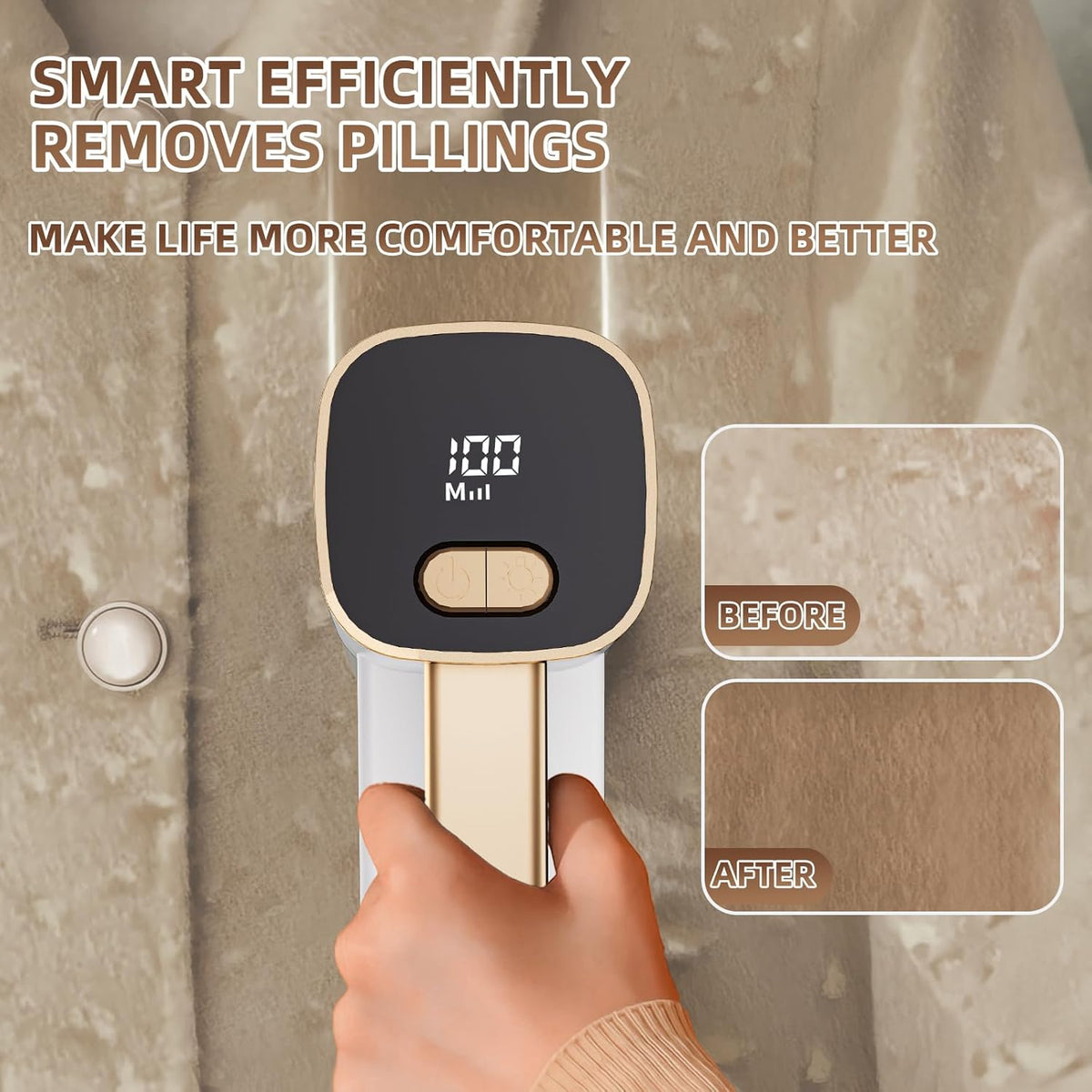 Rechargeable Lint Remover, Fabric Shaver Fuzz Remover, Sweater Shavers with 6-Leaf Blades, 3-Speeds