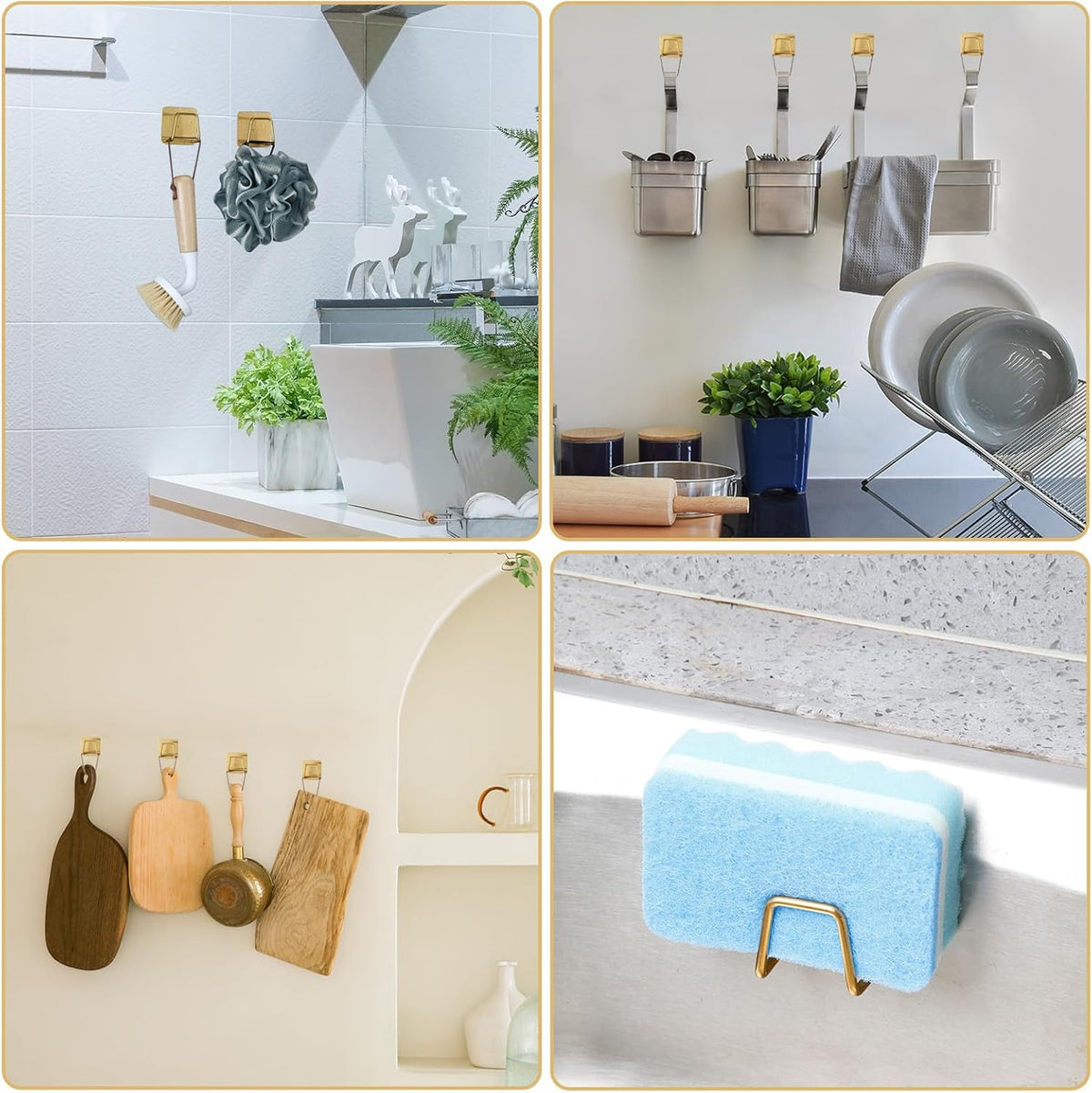 2Pcs Adhesive Sponge Holder for Kitchen Sink Essentials, Stainless Steel Dish Soap Holder