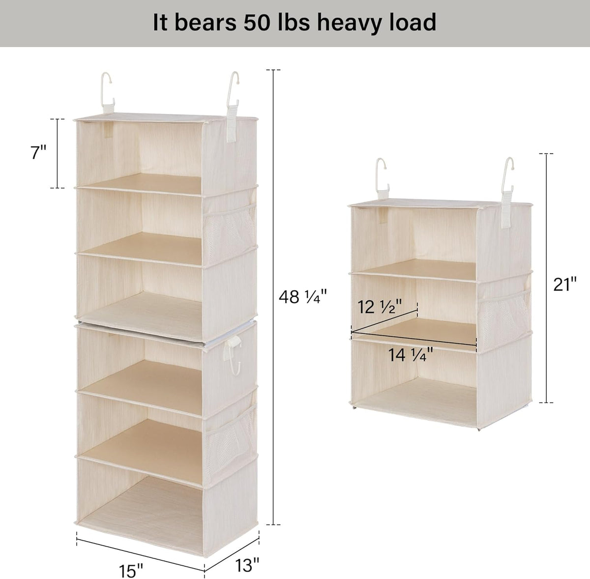 StorageWorks 6-Shelf Jumbo Closet Organizers, Two 3-Shelf Separable Hanging Shelves for Closet, 13"
