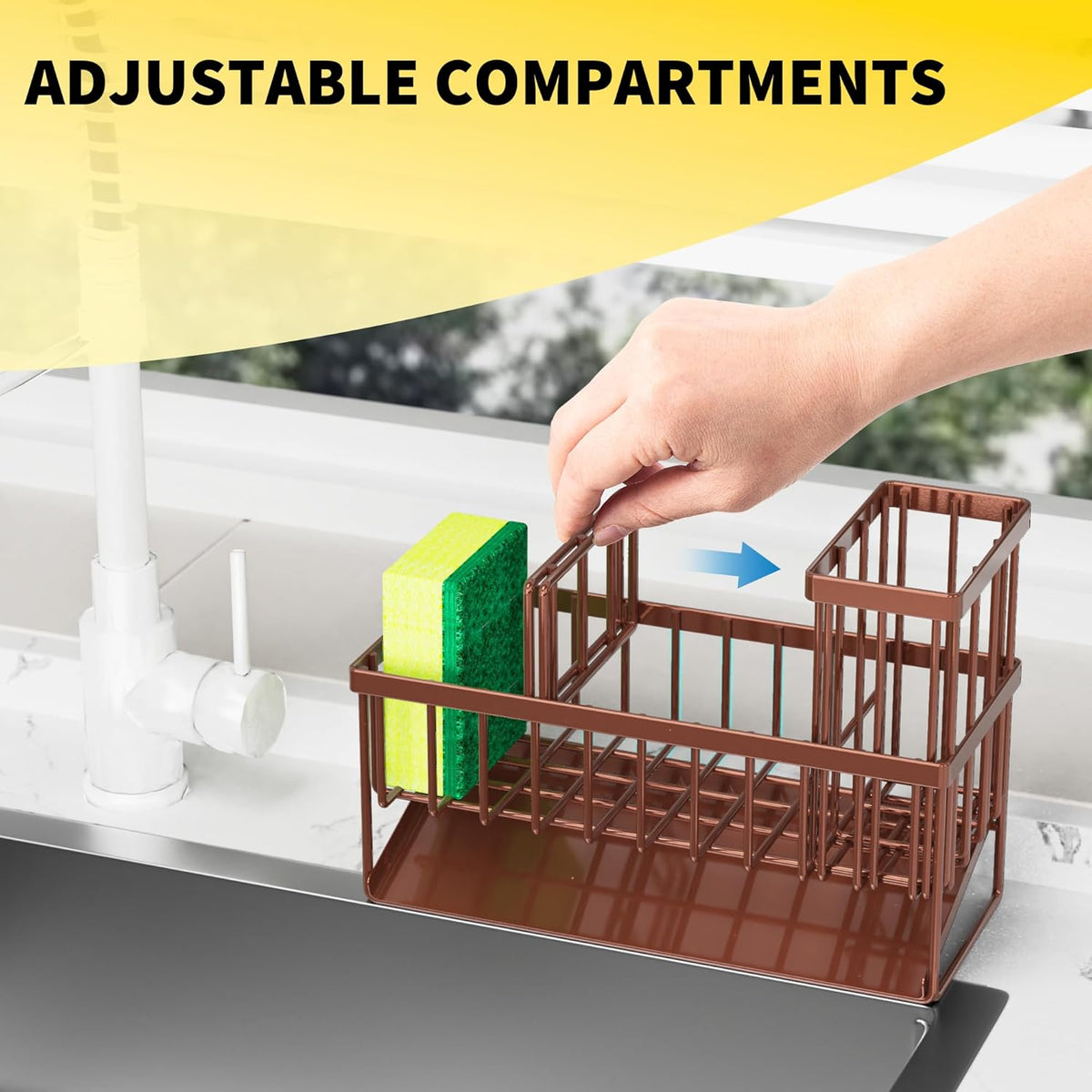 Cisily Kitchen Sink Caddy, Sponge Holder for Kitchen Sink, Kitchen Sink Organzier and Storage with