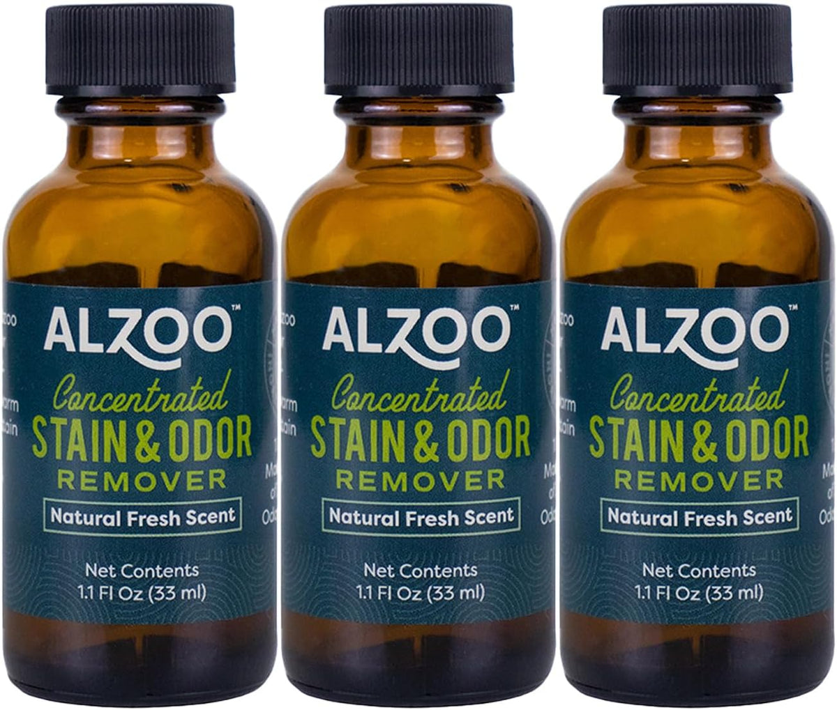 ALZOO Concentrated Stain & Odor Remover Refill Bottle, 100% Plant-Based Active Ingredients, 1.1 Fl.