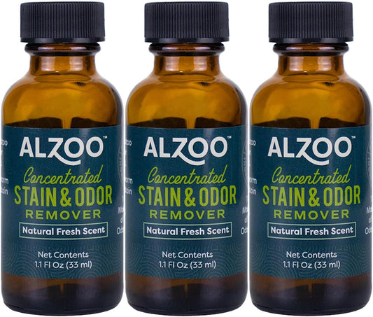 ALZOO Concentrated Stain & Odor Remover Refill Bottle, 100% Plant-Based Active Ingredients, 1.1 Fl.