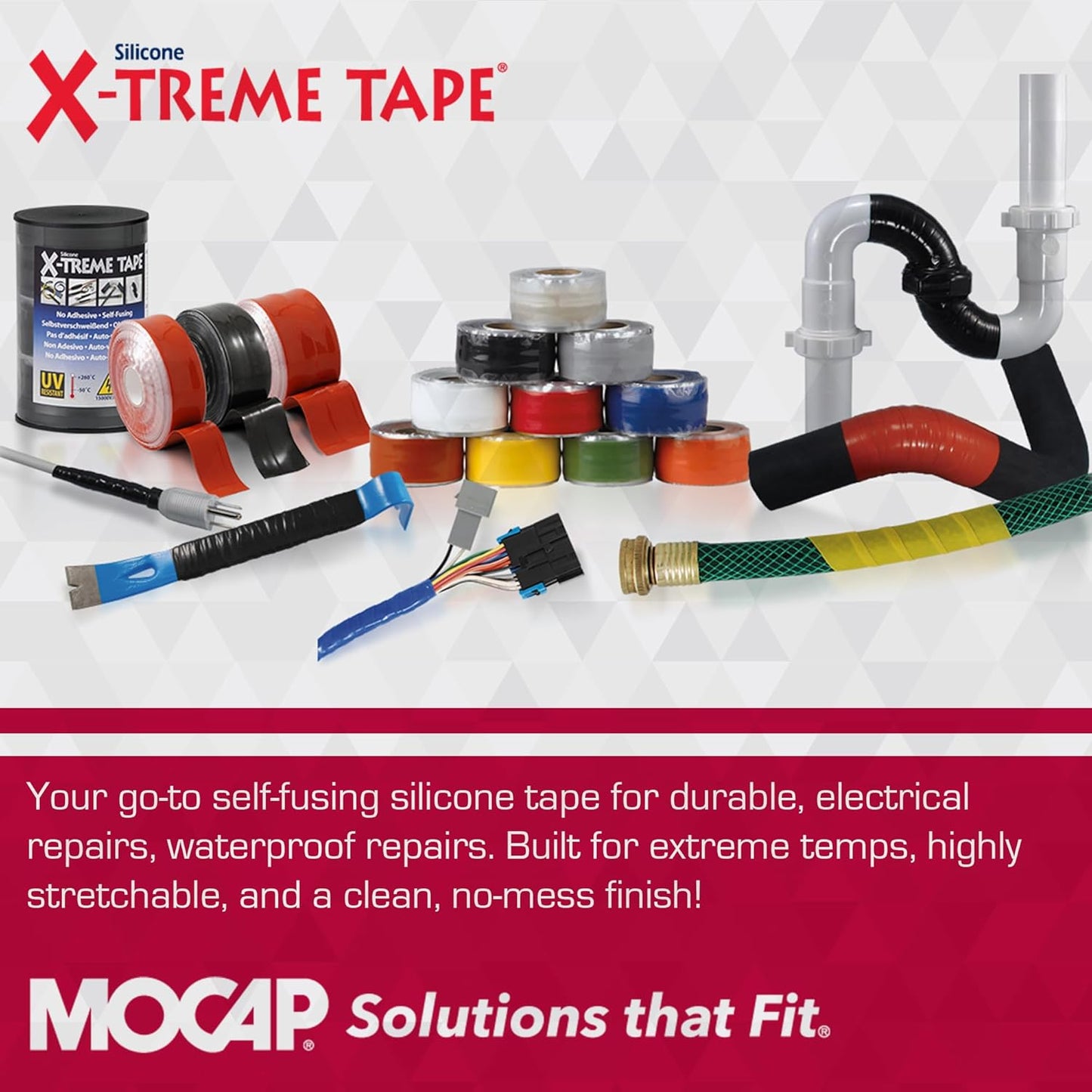 X-Treme Tape MOCAP Heavy Duty Electrical Tape, Self-Fusing Silicone Rubber, Waterproof & Insulating