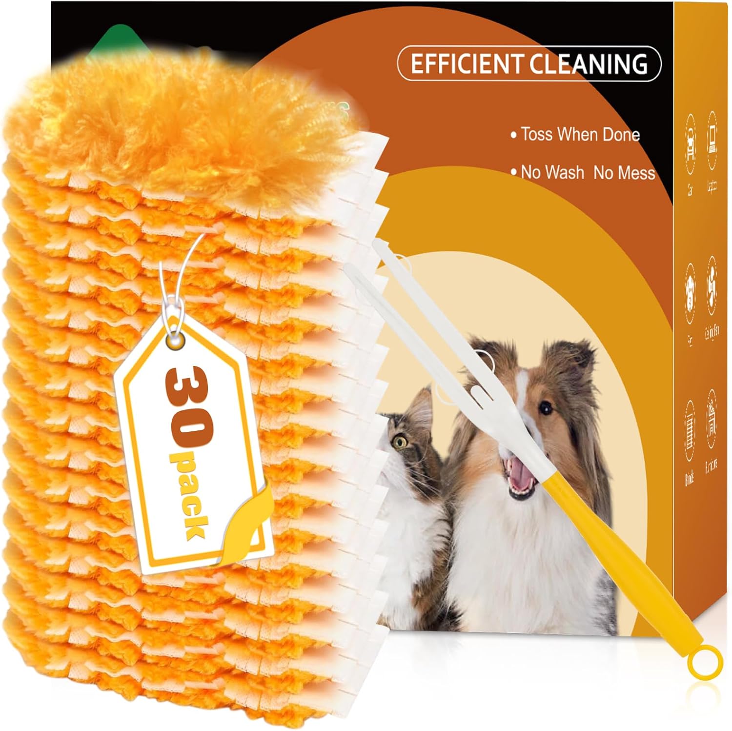 360° Heavy Duty Duster Refills for Swiffer Duster,30 Pack & 1Handle 4X Faster Electrostatic Deep