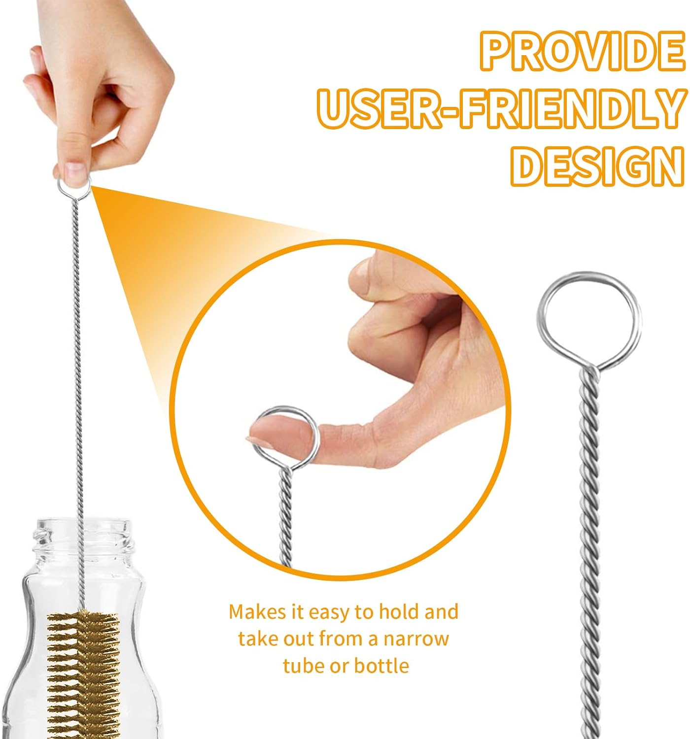 7pcs Brass Wire Tube Brushes Bottle Brush Set,11Inch Long Wire Brushes for Cleaning,Wire Pipe
