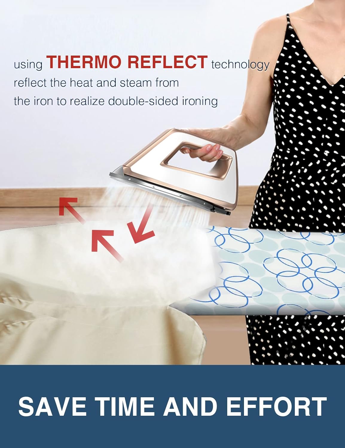 Ironing Board Cover and Pad, Resist Scorching and Staining, 15x54 Reflective Silicone Ironing Board