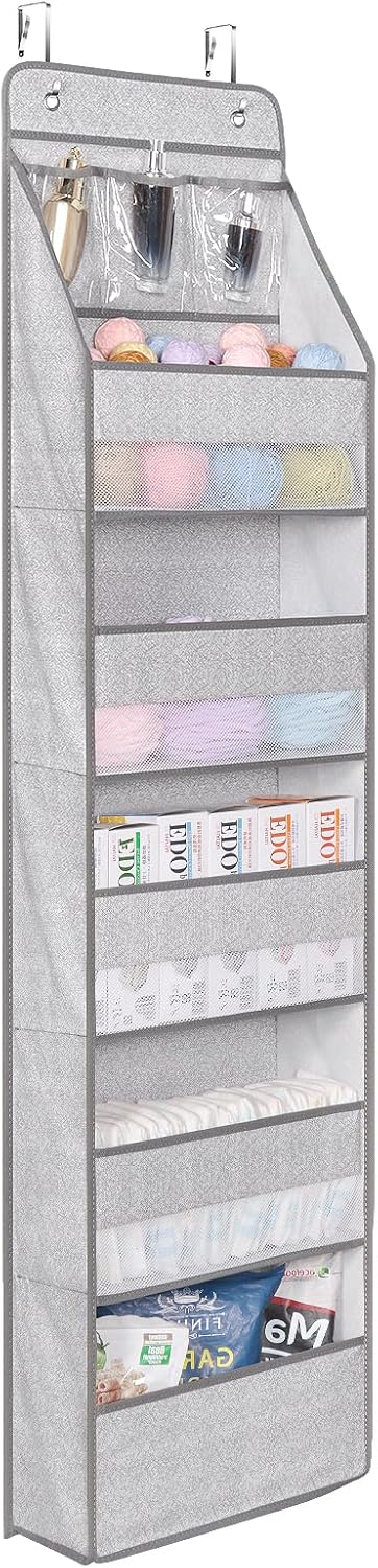 Univivi 6-Shelf Over Door Hanging Organizer Fabric Baby Door Storage with 5 Large Pockets and 3