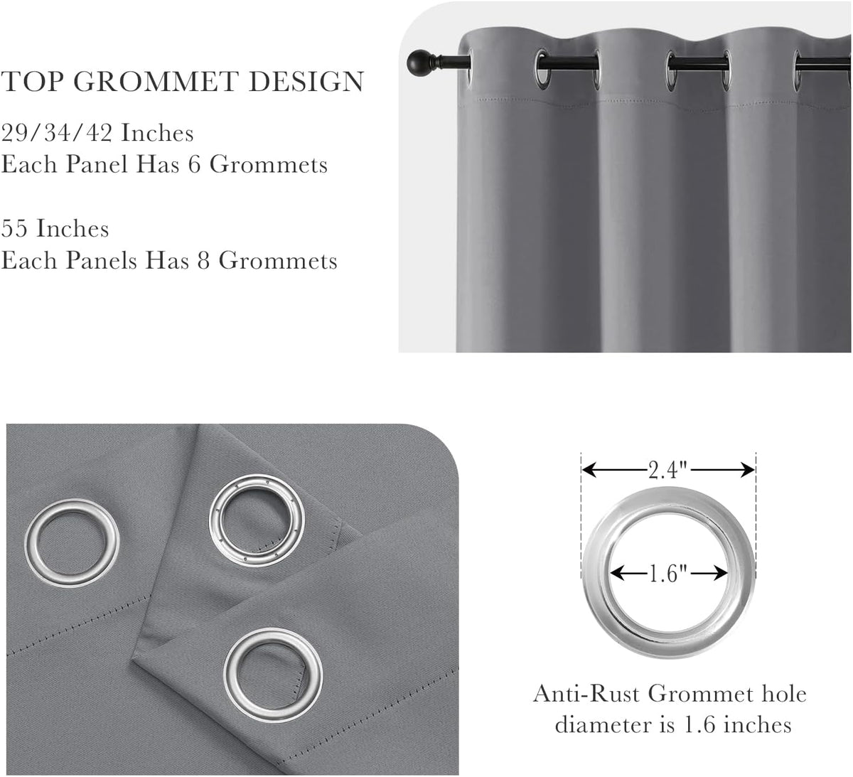 PONY DANCE Sliver Grey Short Blackout Curtains for Kitchen 45 Inch Length, Thermal Insulated