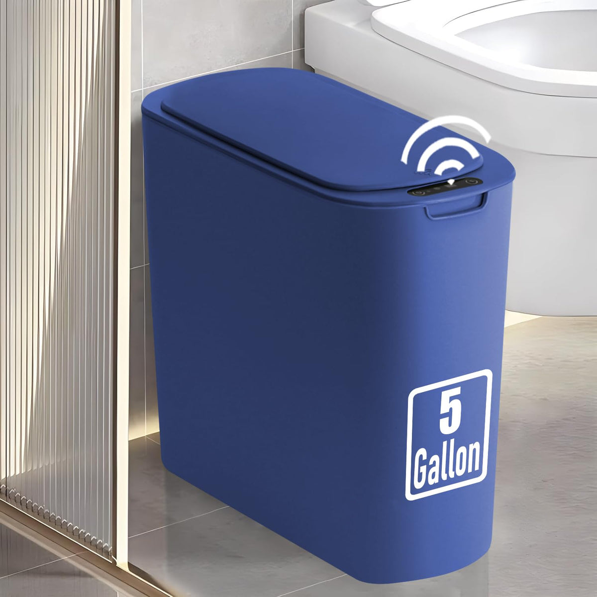 5 Gallon Motion Senor Bathroom Trash Can with Lid, Automatic Garbage Can Touchless, Smart Plastic