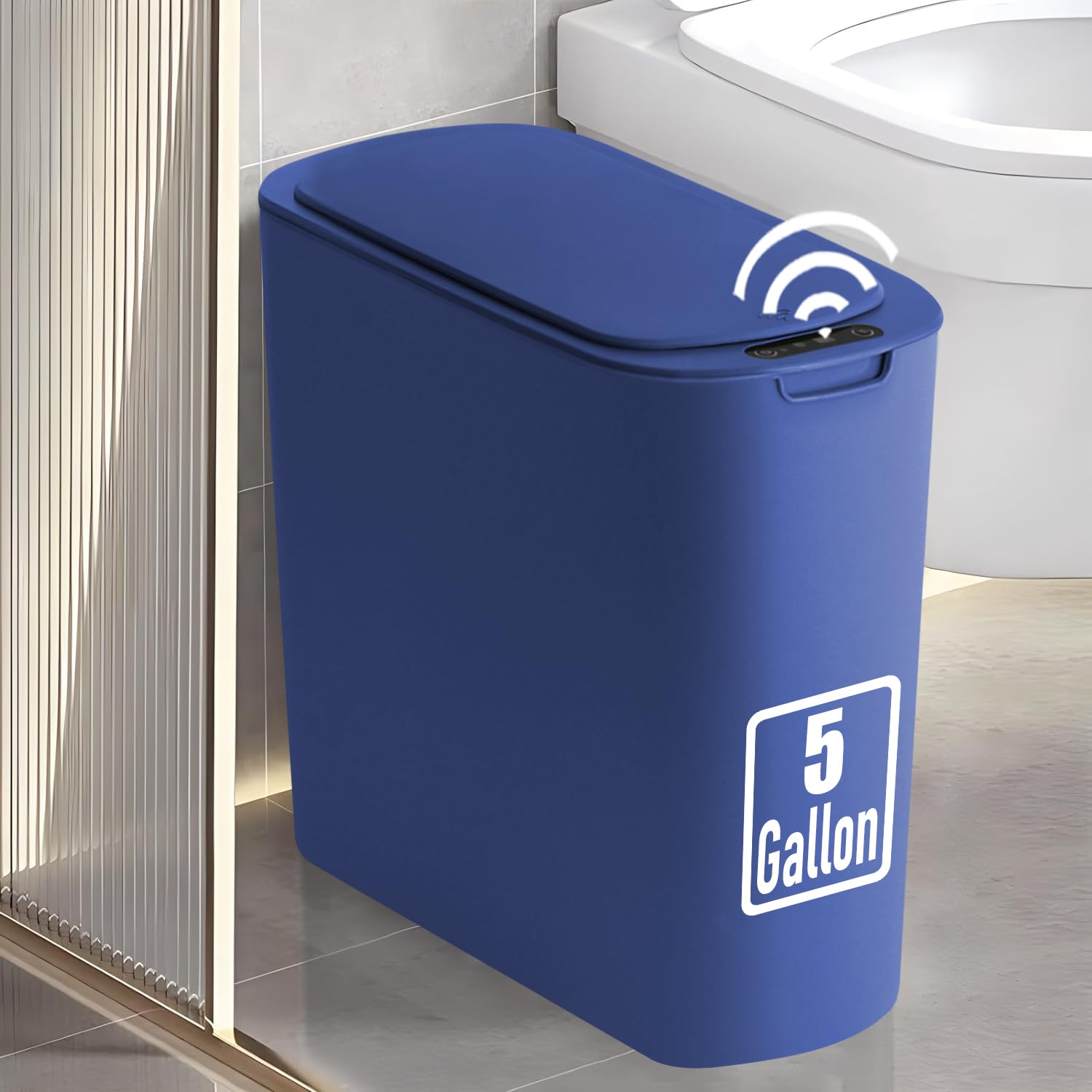 5 Gallon Motion Senor Bathroom Trash Can with Lid, Automatic Garbage Can Touchless, Smart Plastic