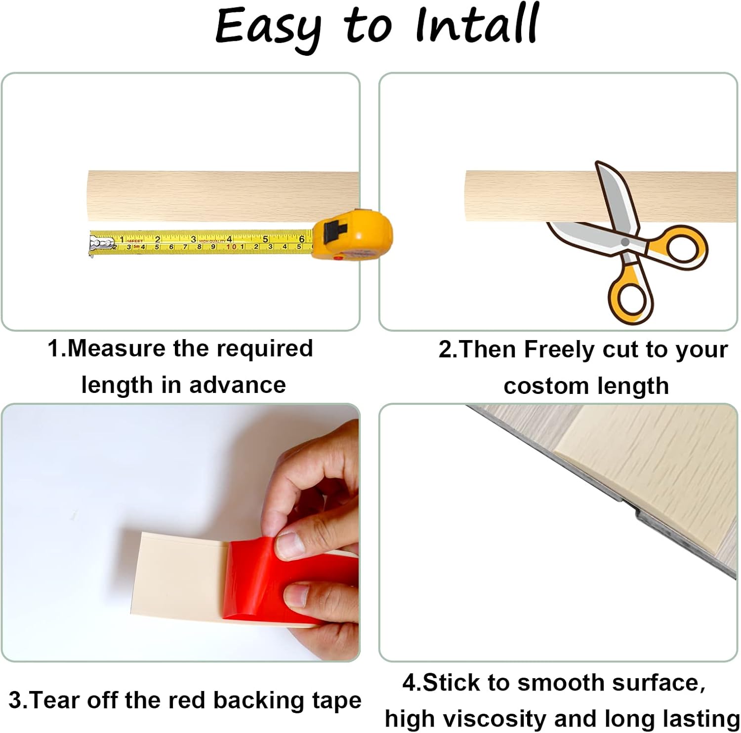 Floor/Door Flat Transition Strip & Self Adhesive Floor Vinyl Floor Edge Trim Laminate Floor Gap