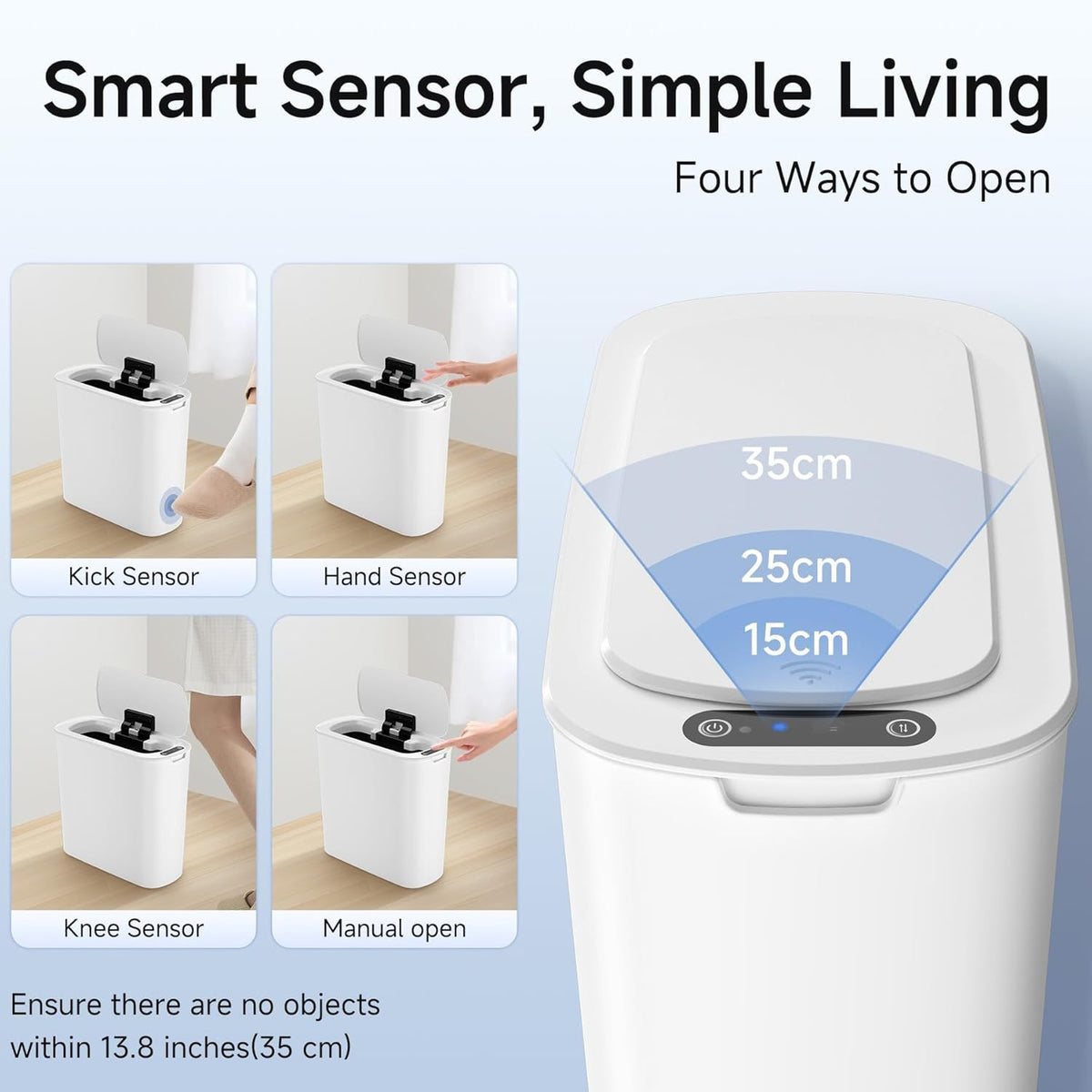 TIPGO Automatic Motion Sensor Bathroom Trash Can with Lid, 2.6 Gallon Touchless Trash Bin, Smart