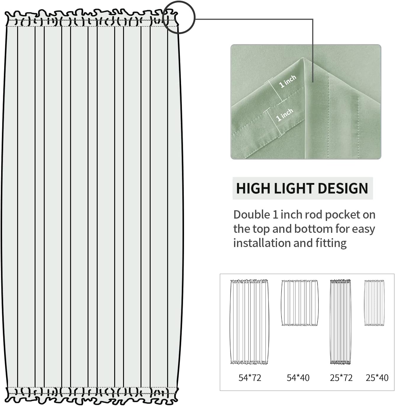 DWCN French Door Curtains – Rod Pocket Thermal Blackout Curtain for Doors with Glass Window