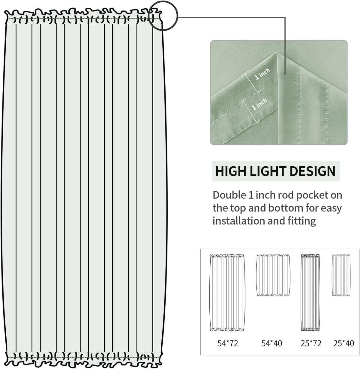 DWCN French Door Curtains – Rod Pocket Thermal Blackout Curtain for Doors with Glass Window