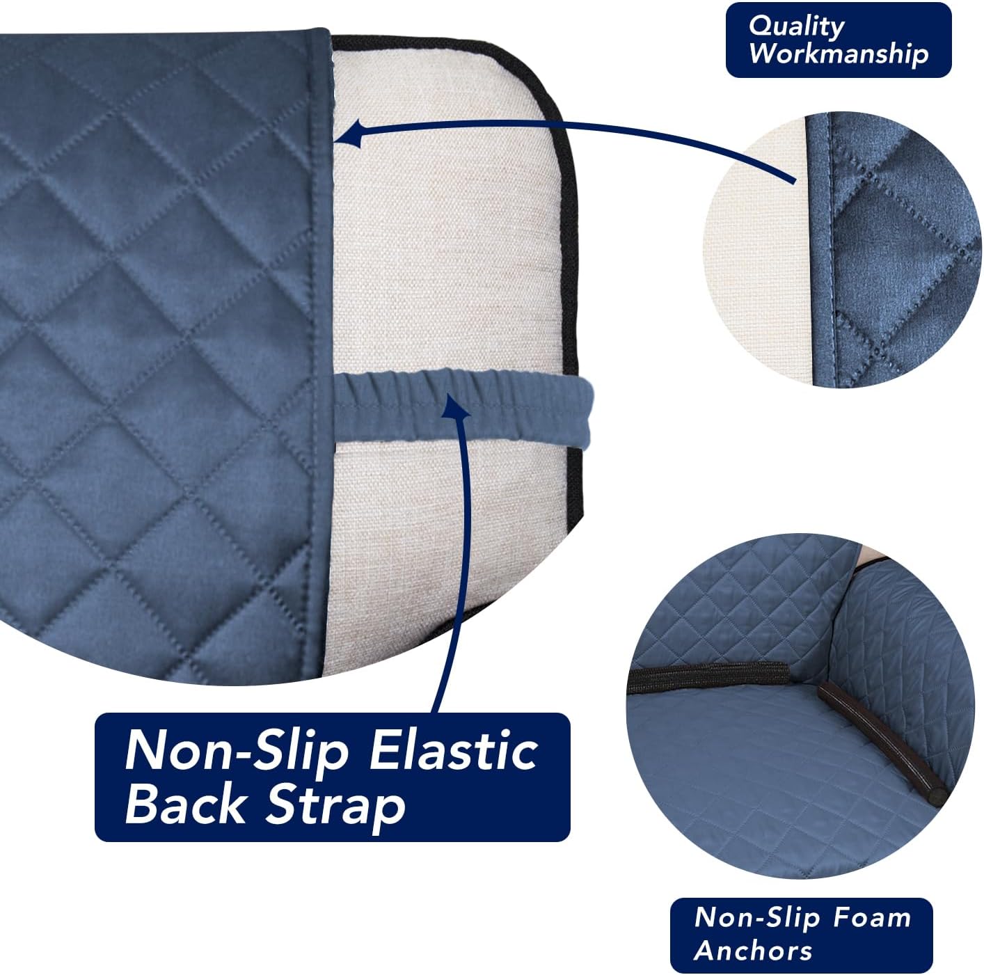 PureFit Reversible Quilted Sofa Cover, Water Resistant Slipcover Furniture Protector, Washable