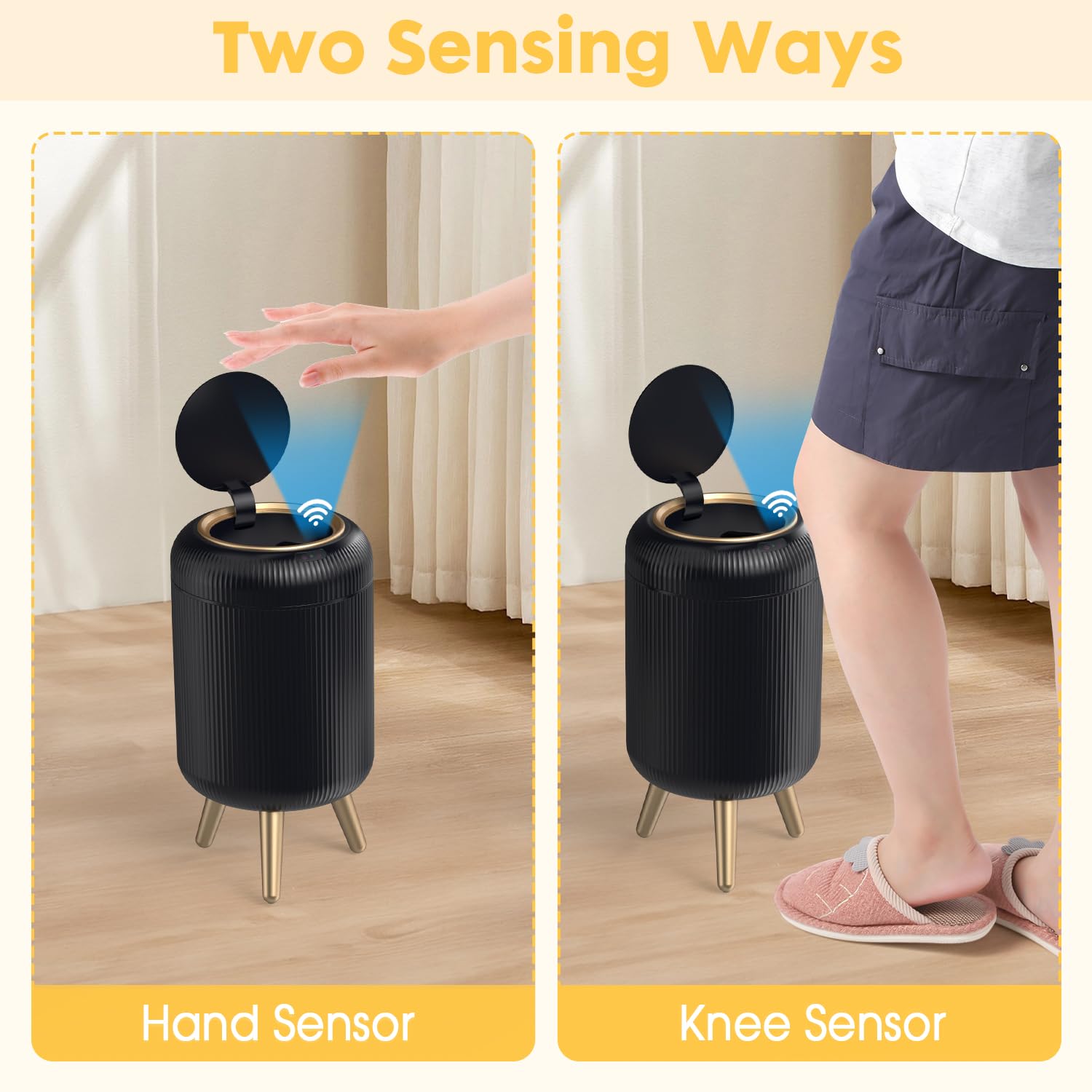 Bathroom Trash Can Automatic Touchless，3 Gallon Smart Motion Sensor Trash Bin with Lid，Plastic