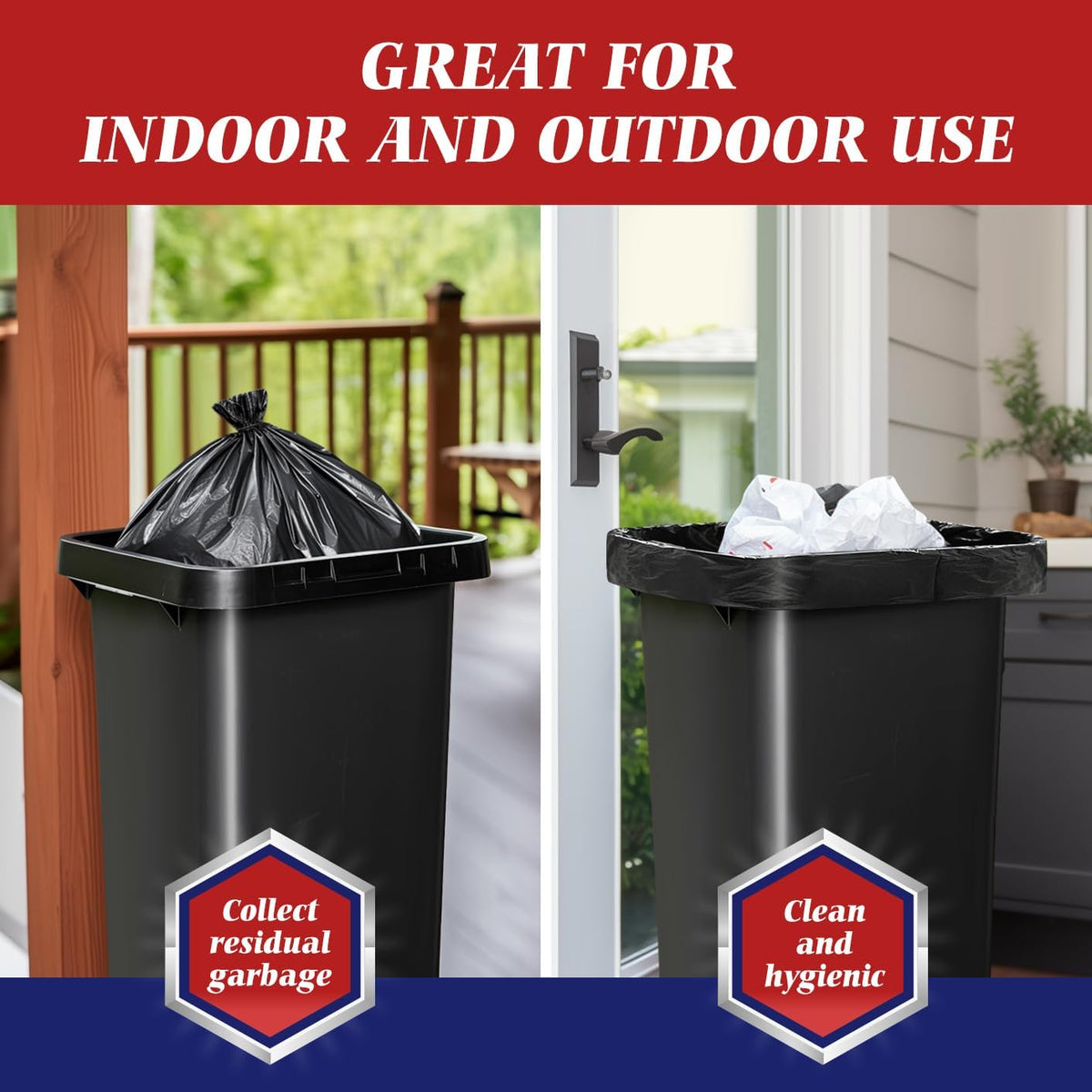 Teivio 55-60 Gallon Black Trash Bags | 170 Bags Extra Large Multi-Use Heavy Duty Commercial Garbage