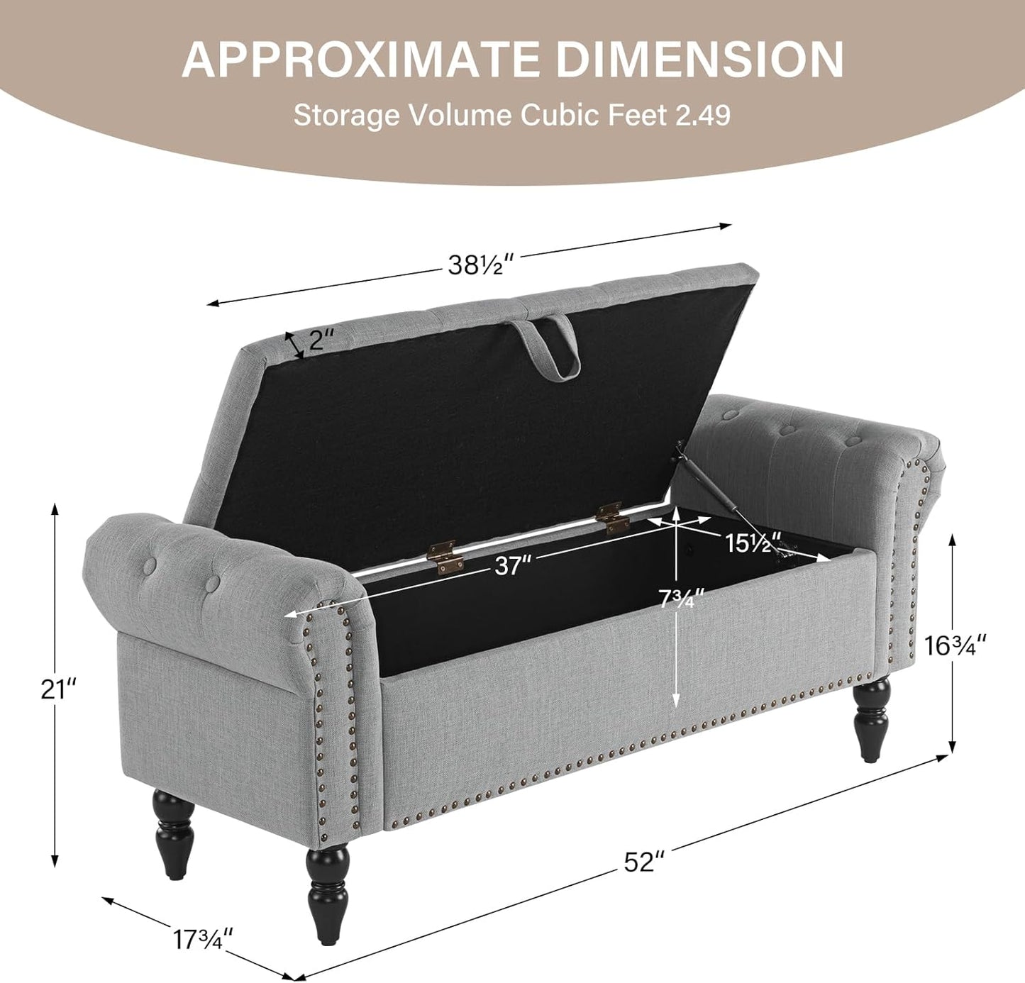 Furnimart Storage Ottoman Bench for Queen Size Bed, Faux Linen Upholstered Storage Bench Accent