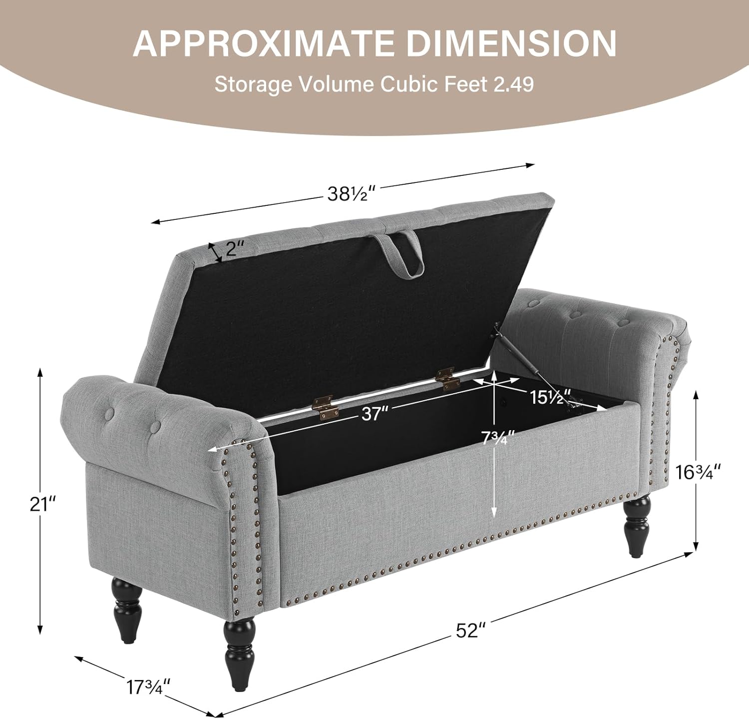 Furnimart Storage Ottoman Bench for Queen Size Bed, Faux Linen Upholstered Storage Bench Accent