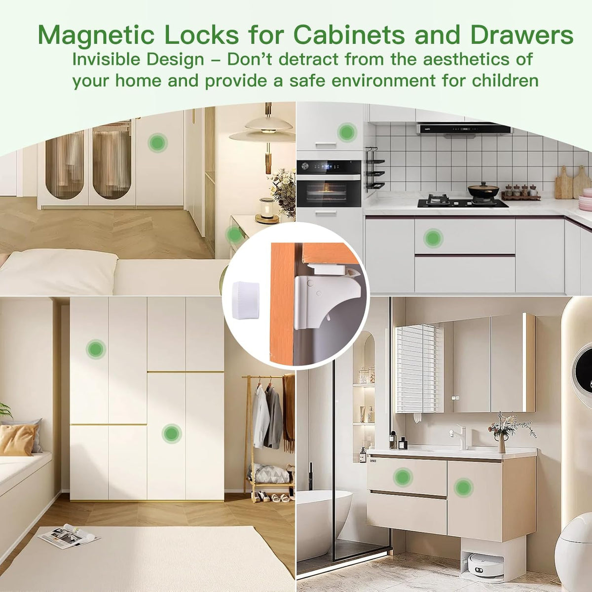 2 Pack Vkania Magnetic Cabinet Locks Keys - Extra Stronger Baby Proofing Magnet Drawer Replacement