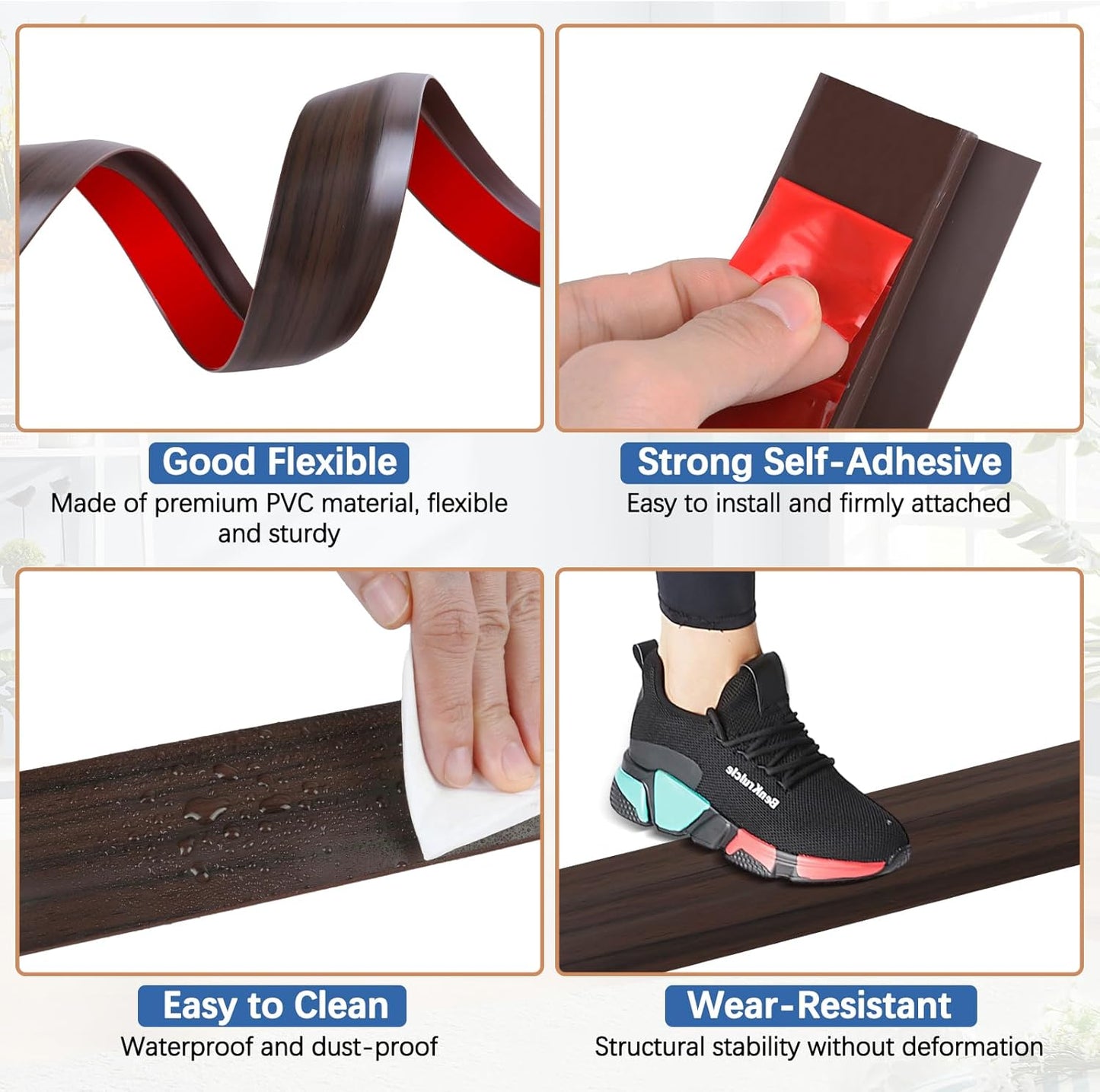 Vinyl Door Threshold Flooring Transition Strip Self Adhesive Carpet Edging Strip for Laminate