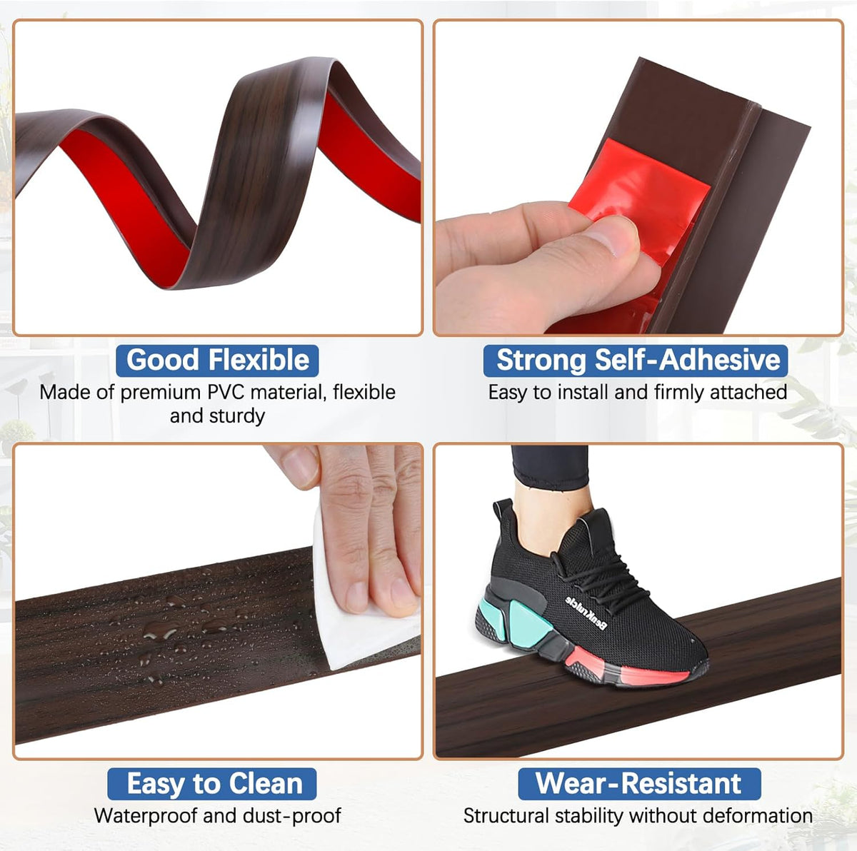 Vinyl Door Threshold Flooring Transition Strip Self Adhesive Carpet Edging Strip for Laminate