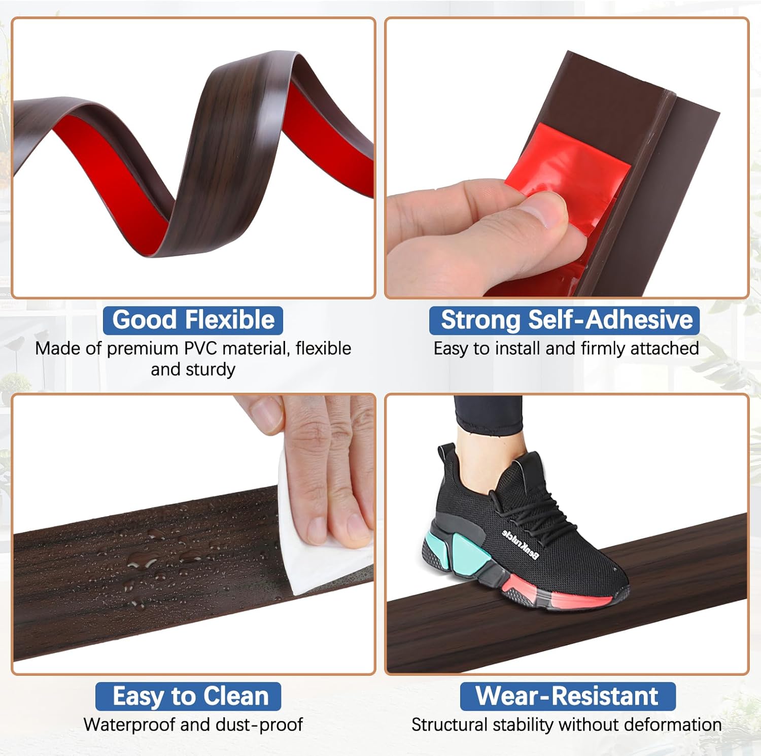 Vinyl Door Threshold Flooring Transition Strip Self Adhesive Carpet Edging Strip for Laminate