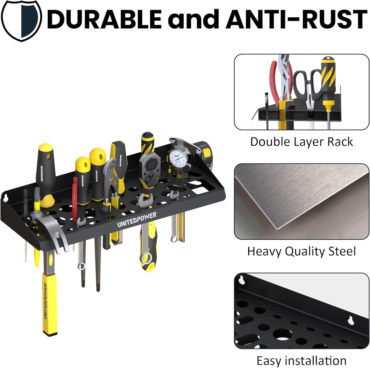 UNITEDPOWER Wall Mount Tool Storage Rack, Screwdriver Holder, Pliers Organizer, Wrench Utility