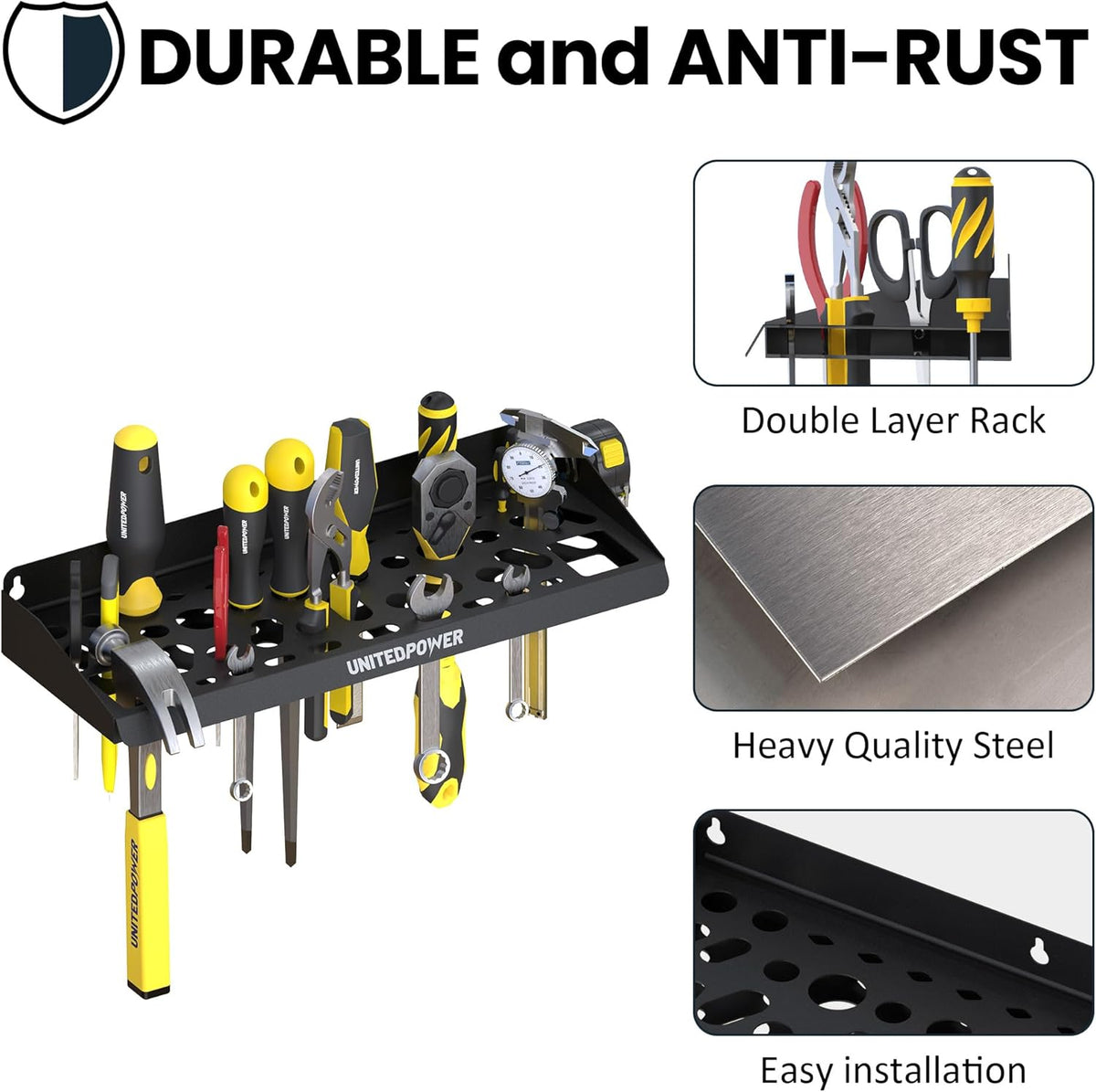 UNITEDPOWER Wall Mount Tool Storage Rack, Screwdriver Holder, Pliers Organizer, Wrench Utility