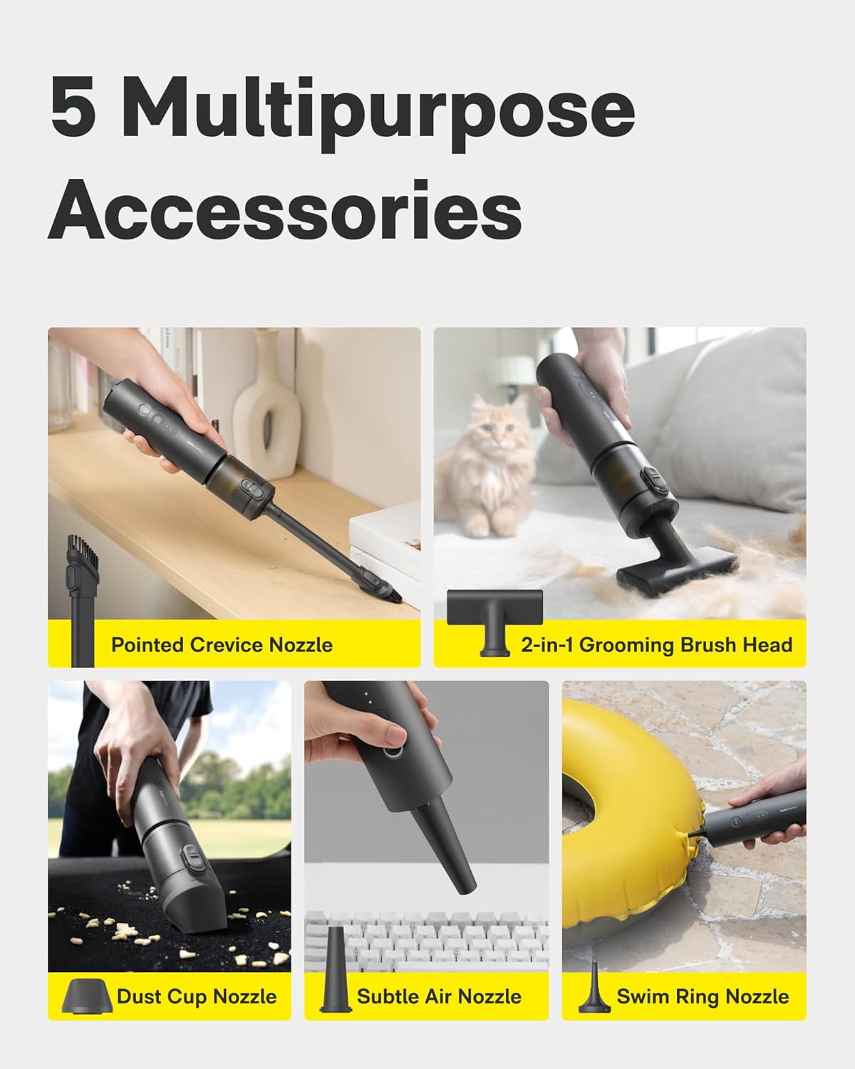 HOTO Handheld Car Vacuum Cleaner Cordless, 4-in-1 Portable Mini Vacuum with 20000Pa Strong Suction