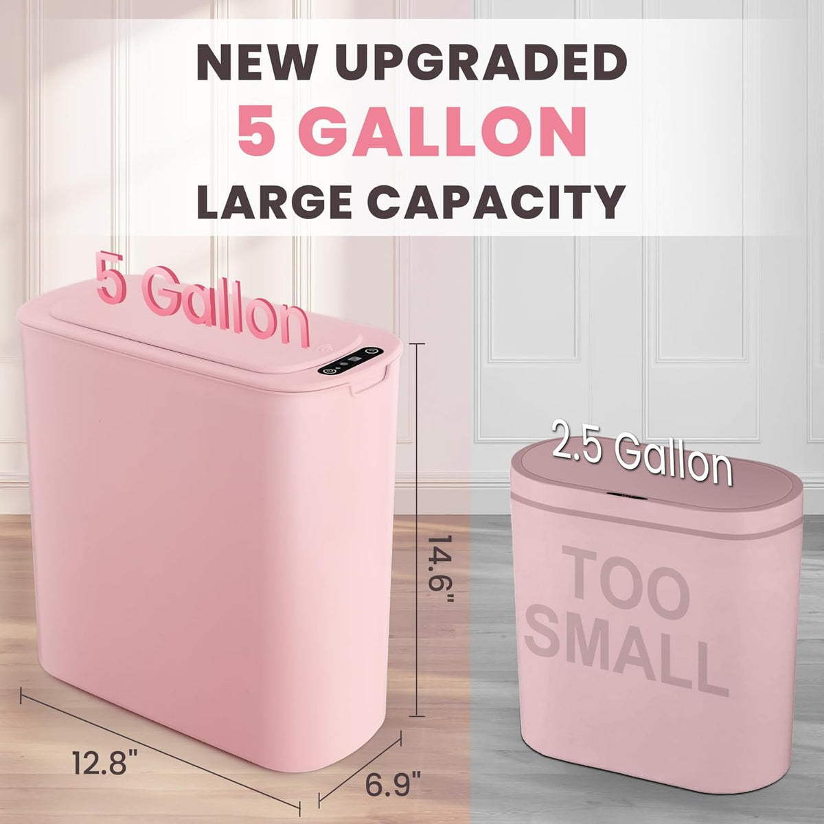Cesun Motion Sensor Trash Can, 5 Gallon Automatic Bathroom Garbage Can with Lid, Touchless Smart