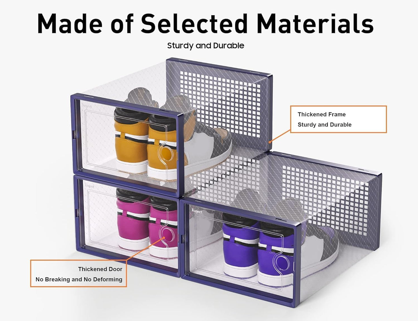 Kuject X-Large Shoe Storage Boxes Organizers Clear Plastic Stackable 12 Pack, Shoe Rack & Holder