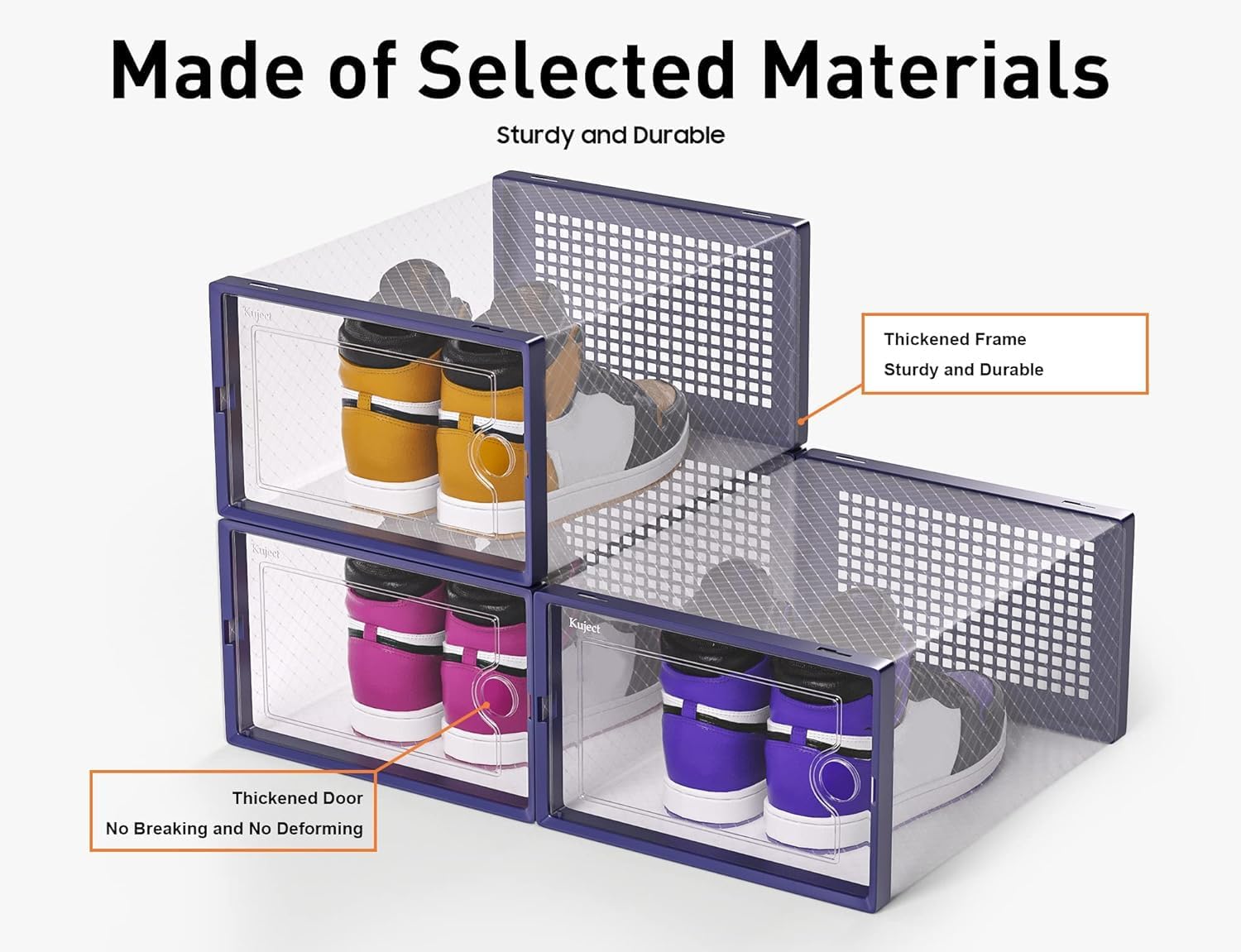 Kuject X-Large Shoe Storage Boxes Organizers Clear Plastic Stackable 12 Pack, Shoe Rack & Holder